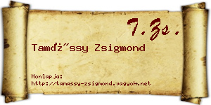 Tamássy Zsigmond névjegykártya